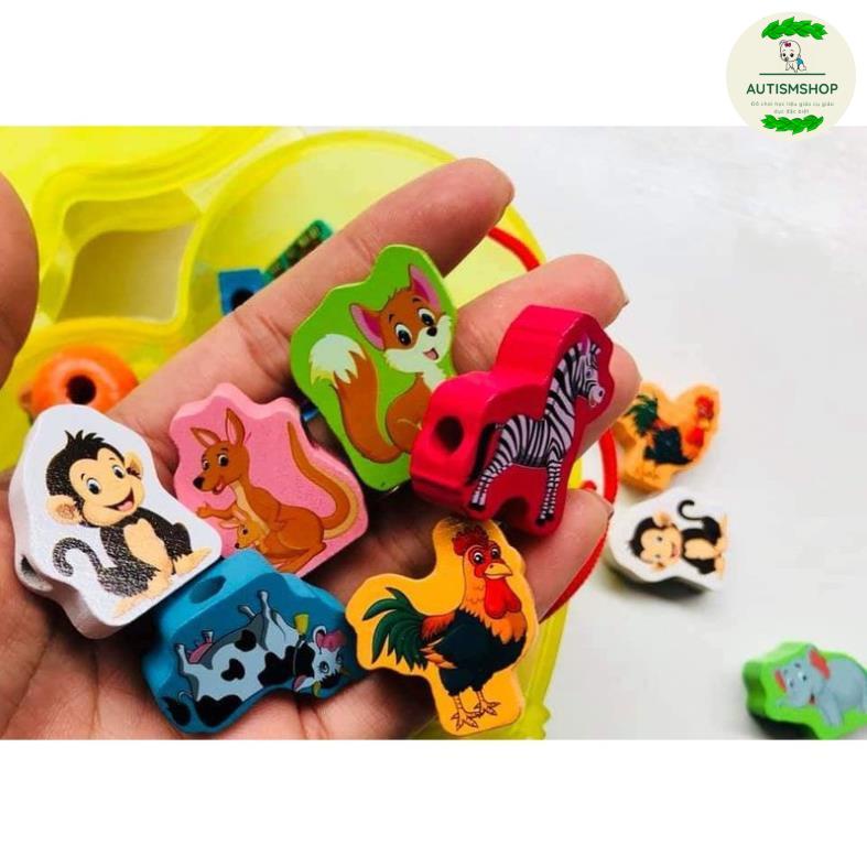 Bộ đồ chơi xâu hạt ⚡ TOP BÁN CHẠY ⚡ Đồ chơi xâu hạt gỗ trái tim phát triển tư duy cho bé