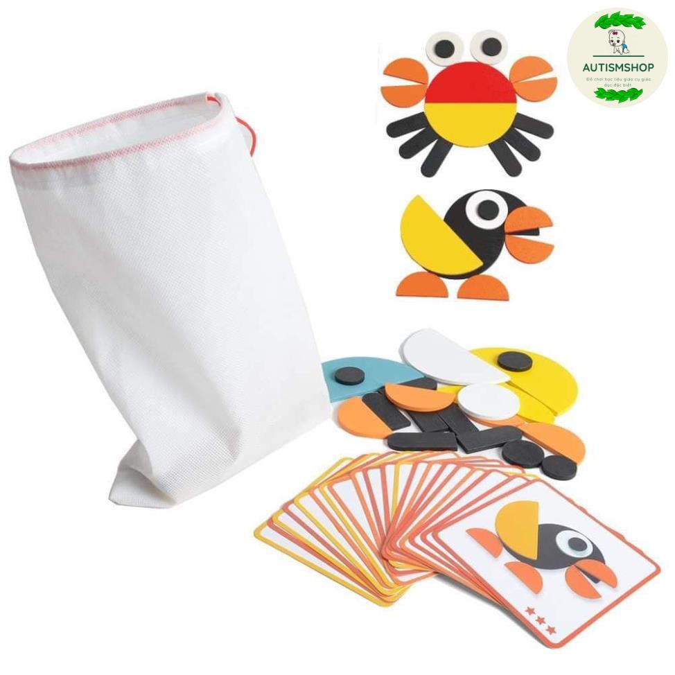 Bộ Đồ Chơi Ghép Hình Gỗ Các Con Vật Montessori Cú Mèo