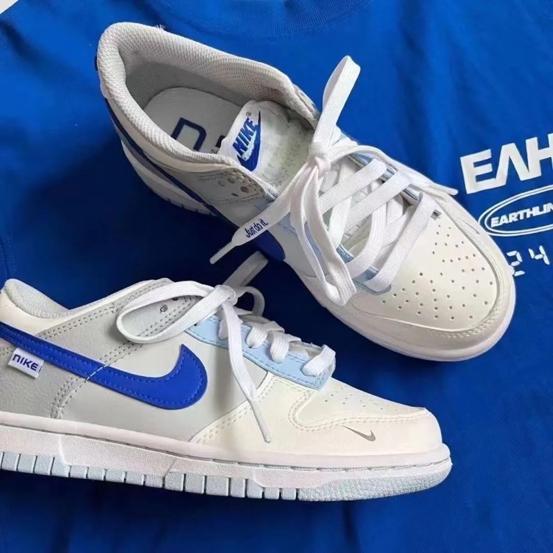 GIÀY SNEAKERS DUNK TRẮNG PHỐI LOGO XANH BLUE MẪU MỚI 2023