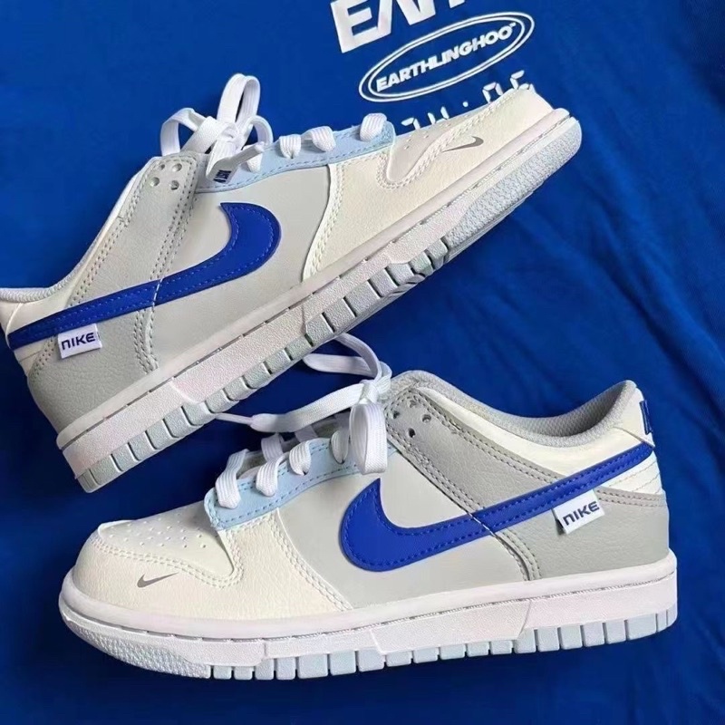 GIÀY SNEAKERS DUNK TRẮNG PHỐI LOGO XANH BLUE MẪU MỚI 2023