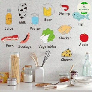 Decal dán tường cho bé - decal thức ăn tiếng Anh