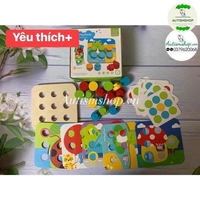 🍄Bộ đồ chơi xếp gỗ theo màu montessori Autismshop.vn