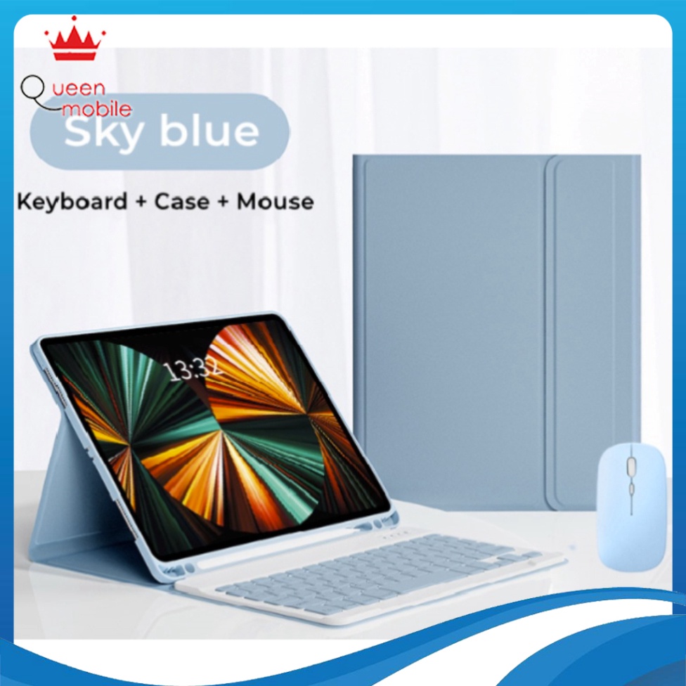 Bao da ipad + Bàn phím + Chuột Bluetooth có ngăn đựng bút ốp ipad Air 4/Pro 11/10.5/9.7/Gen 5/6/7/8/9/10/Air 1/2/3/4/5 [