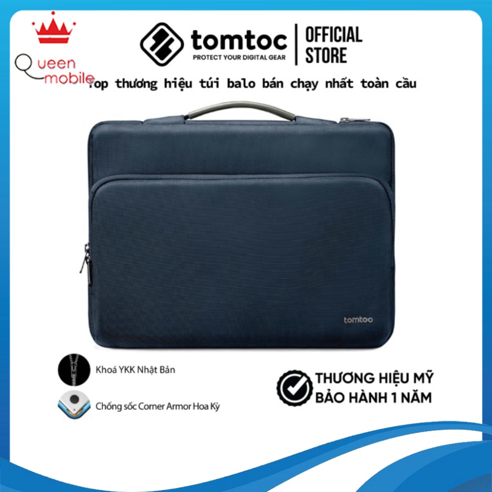 Túi xách chống sốc Tomtoc Briefcase cho cho Macbook 13/15/16” Black - Hàng chính hãng [Queen Mobile]