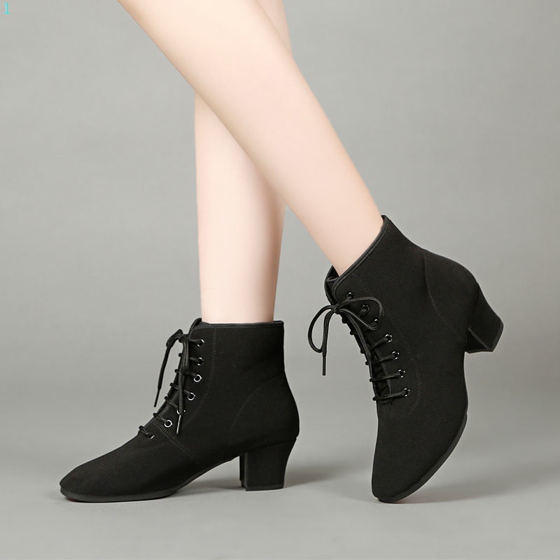 Giày Khiêu Vũ Latin Vải Oxford Đế Mềm Cổ Cao Thiết Kế Dễ Thương Cho Nữ