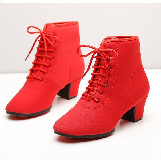 Giày Khiêu Vũ Latin Vải Oxford Đế Mềm Cổ Cao Thiết Kế Dễ Thương Cho Nữ