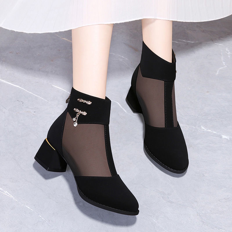 Giày Bốt Da Thật Mềm Gót Thấp Mũi Tròn Thoáng Khí Chống Trượt Thời Trang Xuân Hè 2022