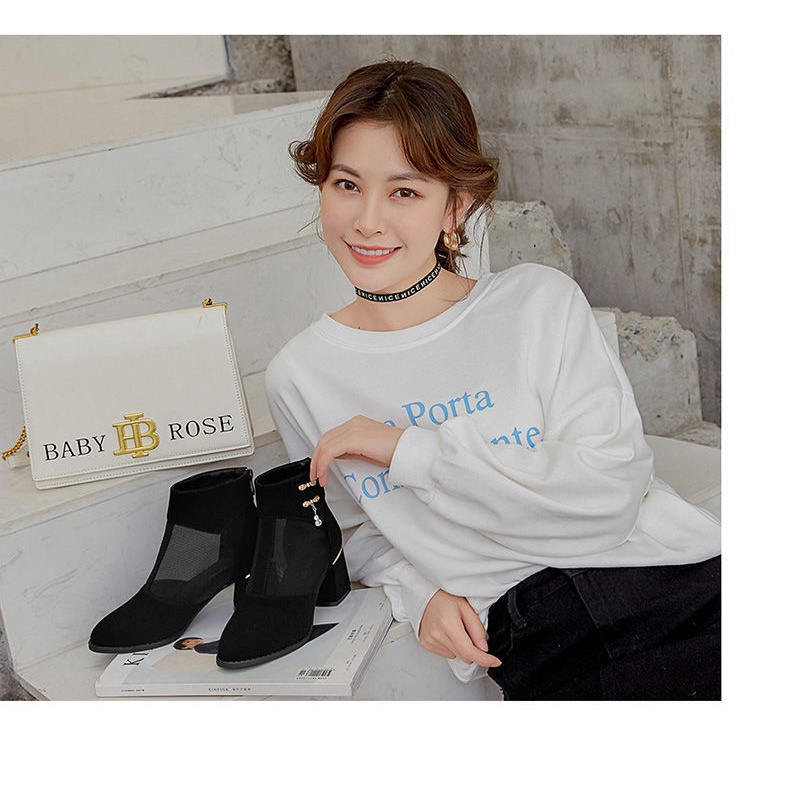 Giày Bốt Da Thật Mềm Gót Thấp Mũi Tròn Thoáng Khí Chống Trượt Thời Trang Xuân Hè 2022