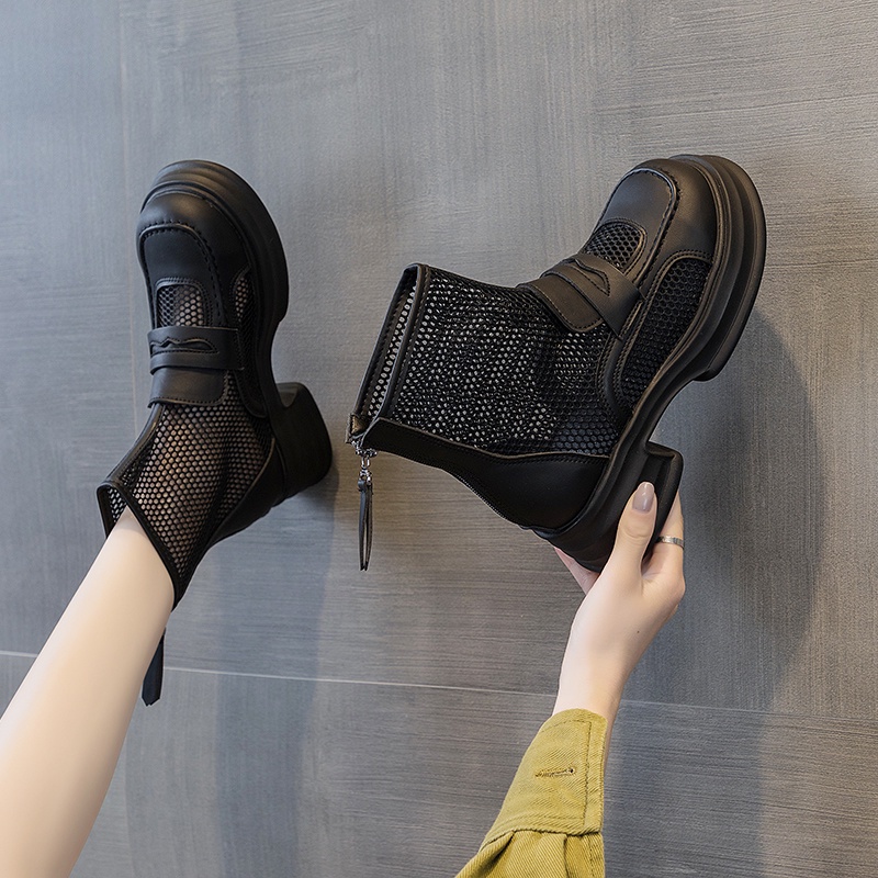 Giày Bốt Martin Mỏng Đế Dày Thoáng Khí Phong Cách Anh Quốc Thời Trang Mùa Hè Cho Nữ