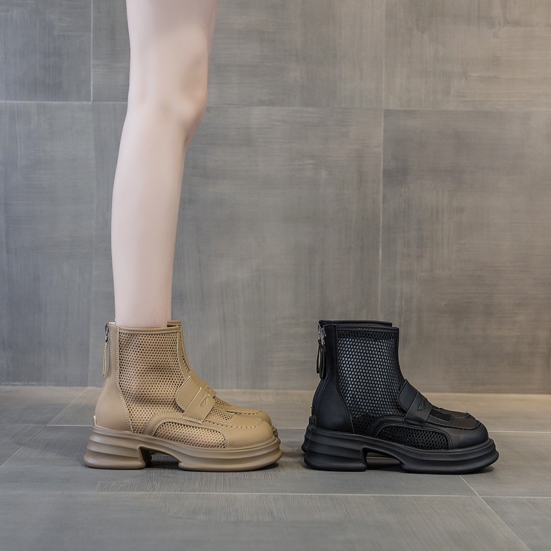 Giày Bốt Martin Phối Lưới Thoáng Khí Đế Mềm Thời Trang Mùa Hè 2023