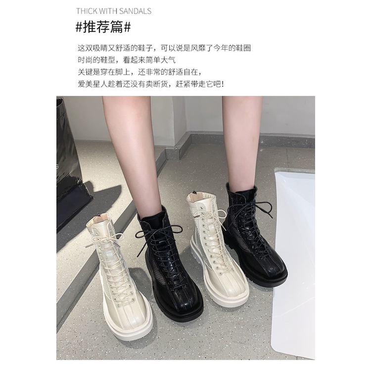 Giày Bốt Martin Phối Lưới Mỏng Thoáng Khí Thời Trang Mùa Hè 2023 Cho Nữ