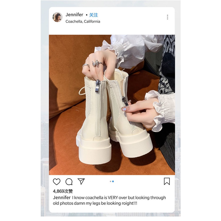 Giày Bốt Martin Phối Lưới Mỏng Thoáng Khí Thời Trang Mùa Hè 2023 Cho Nữ