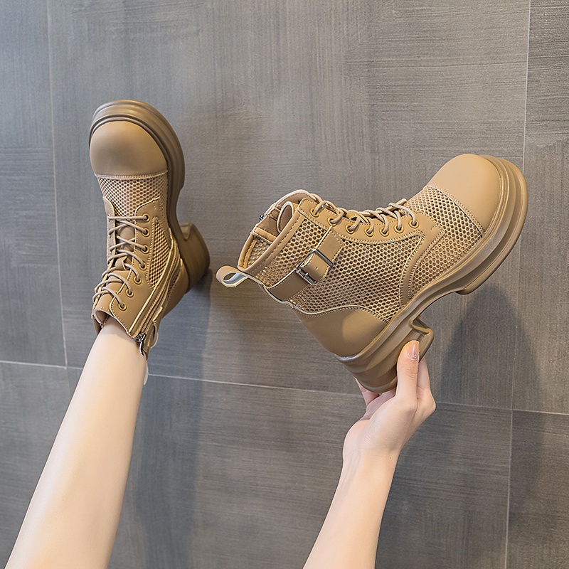 Giày Bốt Martin Phối Lưới Thoáng Khí Đế Dày Phong Cách Mới 2023