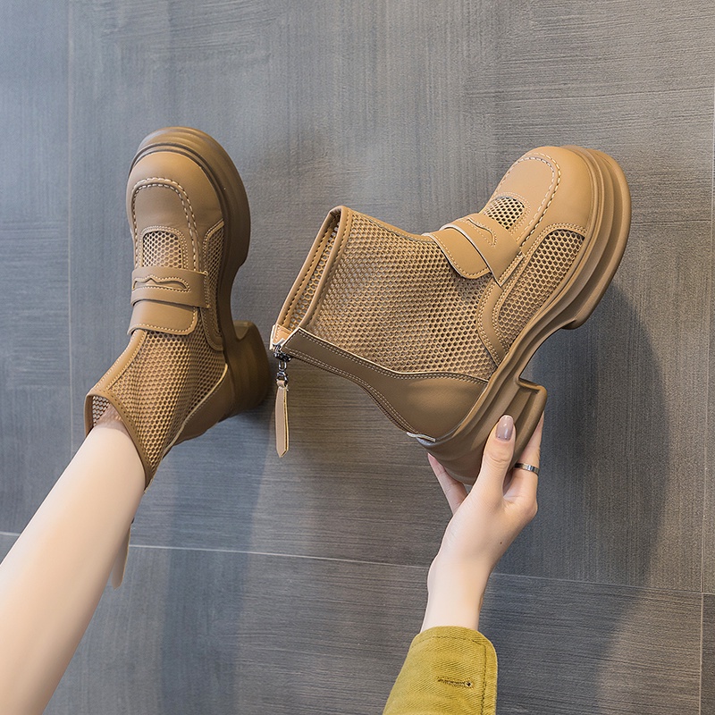 Giày Bốt Martin Phối Lưới Thoáng Khí Đế Mềm Thời Trang Mùa Hè 2023