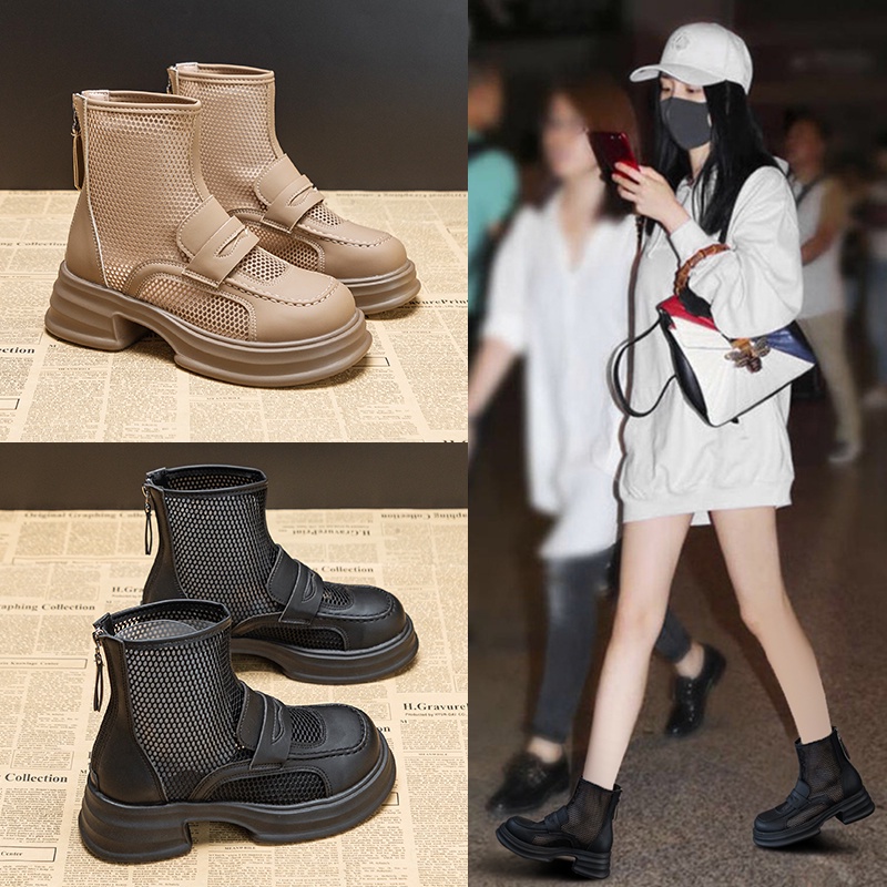 Giày Bốt Martin Đế Dày Phối Lưới Mỏng Thoáng Khí Thời Trang Mùa Hè Hàng Mới 2023