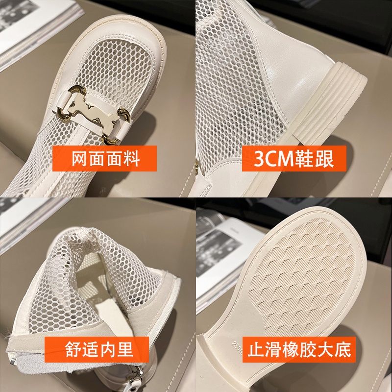 Giày Bốt Martin Phối Lưới Mỏng Nhẹ Thoáng Khí Thời Trang Cho Nữ