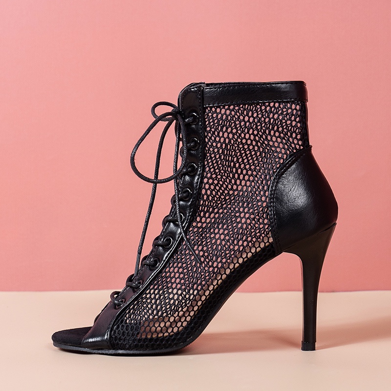 Giày Bốt Lưới Cao Gót Hở Ngón Kiểu Mới Mùa Hè 2023