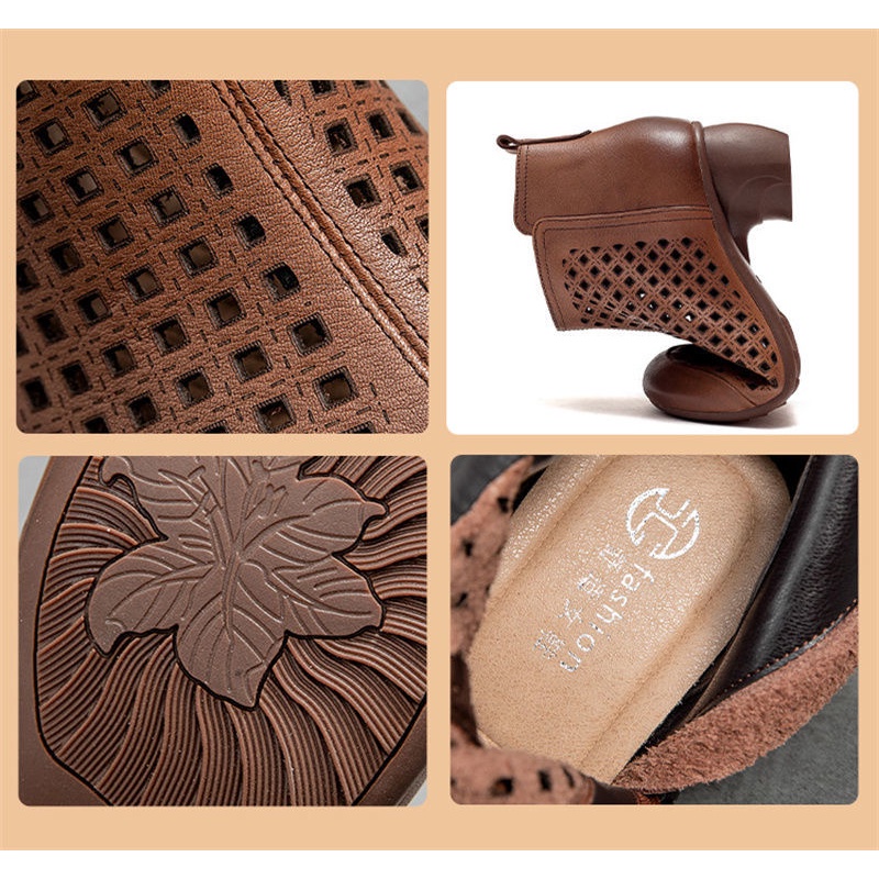 Giày Bốt Đế Dày Đục Lỗ Thoáng Khí Có Khóa Kéo Thời Trang Xuân Thu 2023 Cho Nữ