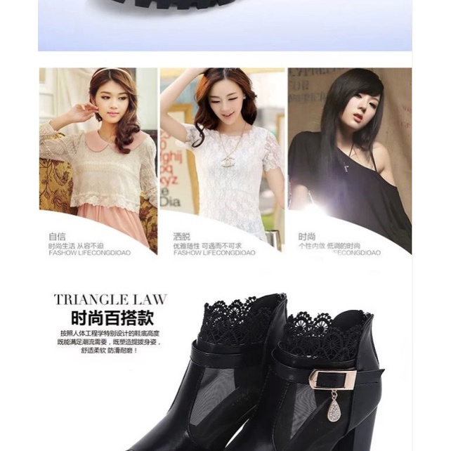 Giày Sandal Cao Gót Hở Mũi Phối Lưới Thời Trang Xuân Hè 2023 Cho Nữ