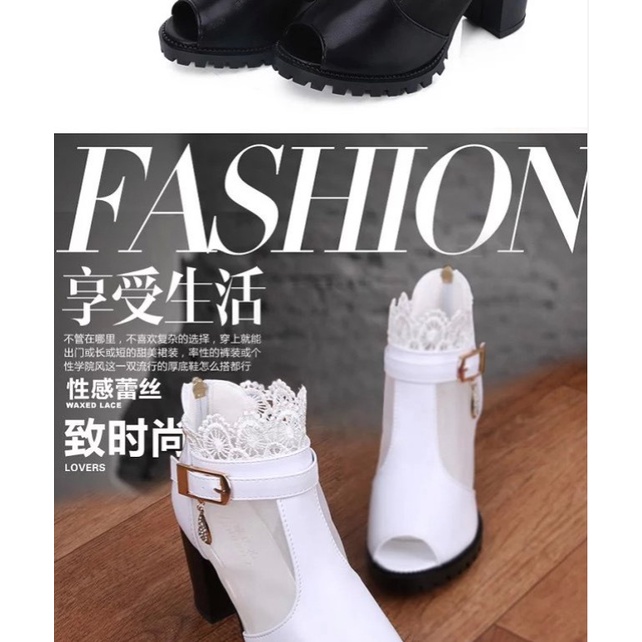 Giày Sandal Cao Gót Hở Mũi Phối Lưới Thời Trang Xuân Hè 2023 Cho Nữ