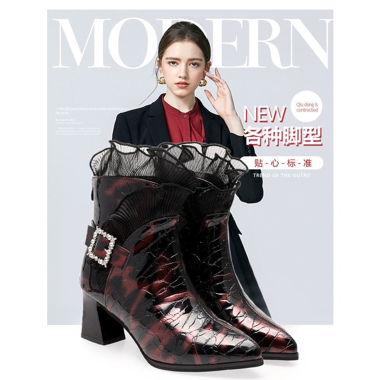 Giày Bốt Da Bóng Phong Cách Anh Quốc Thời Trang Mùa Thu 2022 Cho Nữ