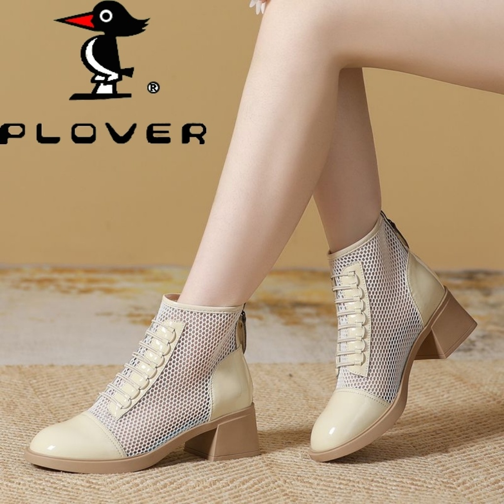 Giày Bốt Da Mềm Phối Lưới Thoáng Khí Thời Trang Xuân Hè Cho Nữ