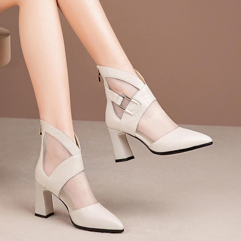 Sandal Cao Gót Hở Ngón Thiết Kế Lưới Thoáng Khí Phong Cách Hàn Quốc Mới 2023