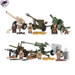 Đồ chơi lego lắp ráp xe quân đội world war ii sulder quân đội cannon chống hạng nặng