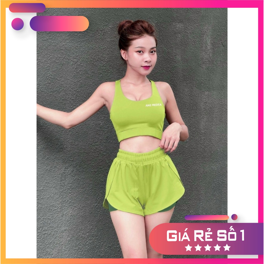 Đồ tập gym yoga erobic  đi bơi  nữ, set áo bra - quần 2 lớp tập - chát vải co giãn mềm mịn, thấm hút tốt & hách dáng