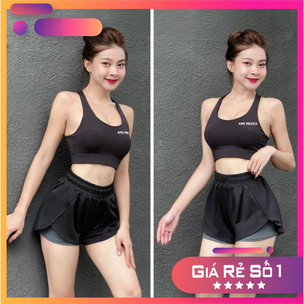Đồ tập gym yoga erobic  đi bơi  nữ, set áo bra - quần 2 lớp tập - chát vải co giãn mềm mịn, thấm hút tốt & hách dáng
