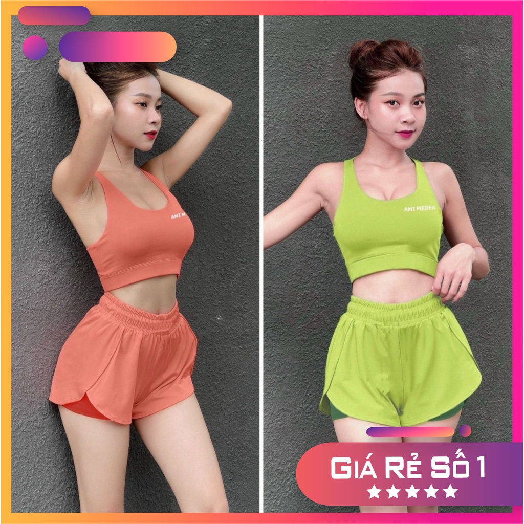 Đồ tập gym yoga erobic  đi bơi  nữ, set áo bra - quần 2 lớp tập - chát vải co giãn mềm mịn, thấm hút tốt & hách dáng