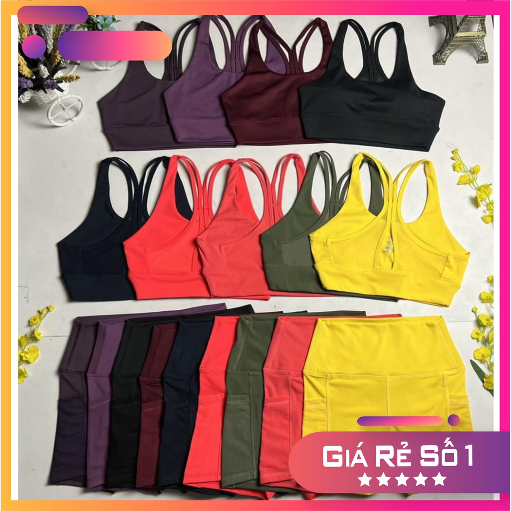 Đồ tập gym yoga erobic  đi bơi  nữ, set áo bra - quần 2 lớp tập - chát vải co giãn mềm mịn, thấm hút tốt & hách dáng