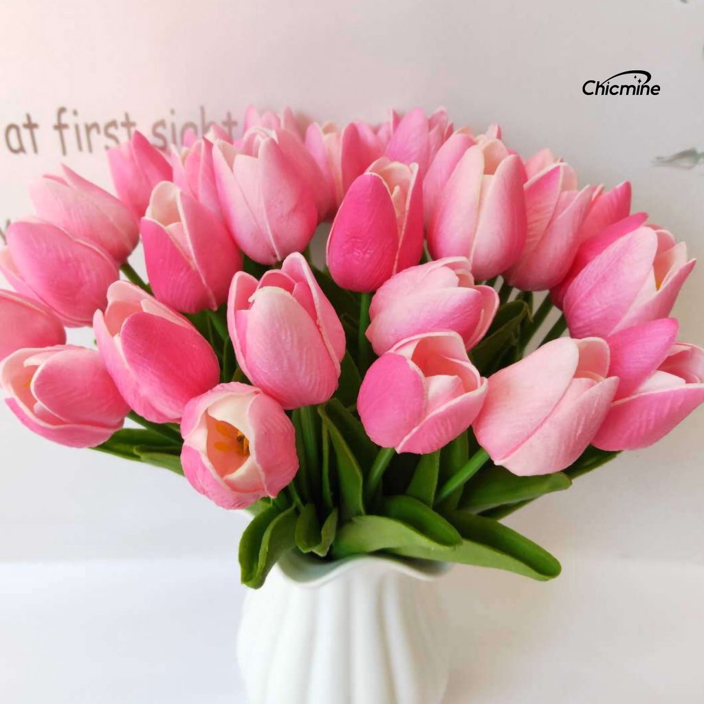 Bộ 10 bông hoa tulip nhân tạo Chicmine trang trí tiệc cưới