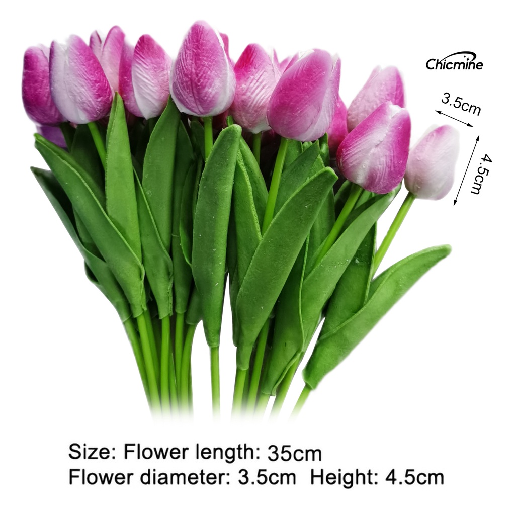 Bộ 10 bông hoa tulip nhân tạo Chicmine trang trí tiệc cưới