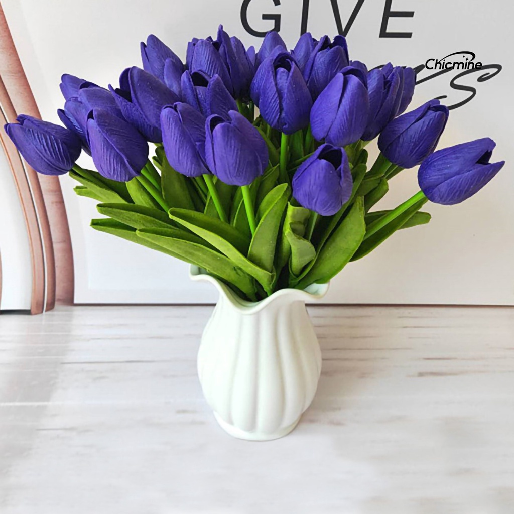 Bộ 10 bông hoa tulip nhân tạo Chicmine trang trí tiệc cưới