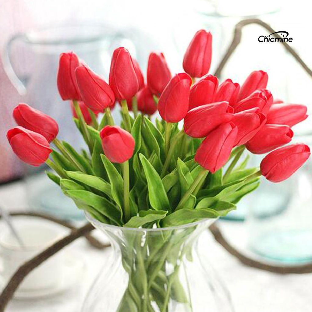 Bộ 10 bông hoa tulip nhân tạo Chicmine trang trí tiệc cưới