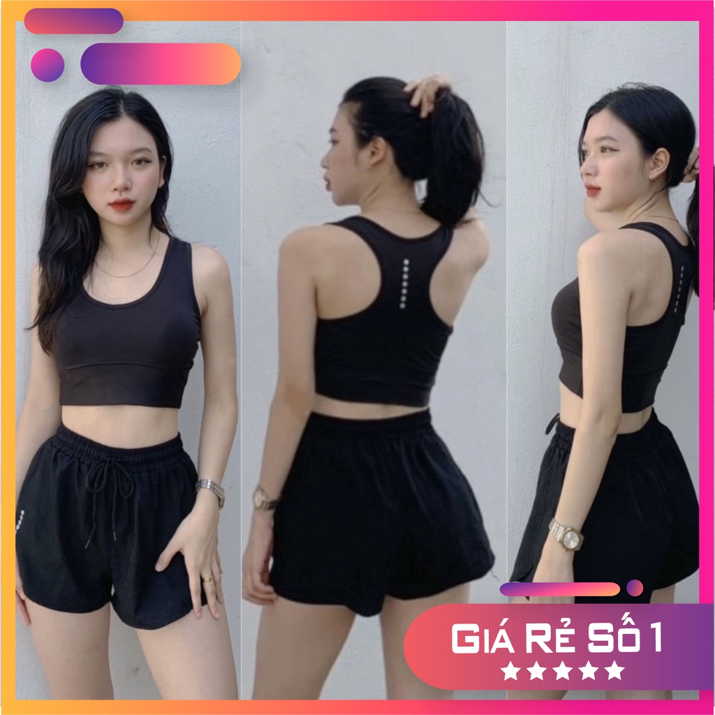 Bộ bra tập gym yoga earobic kết hợp quần đùi 2 lớp cho nữ - Đồ tập gym yoga erobic nữ