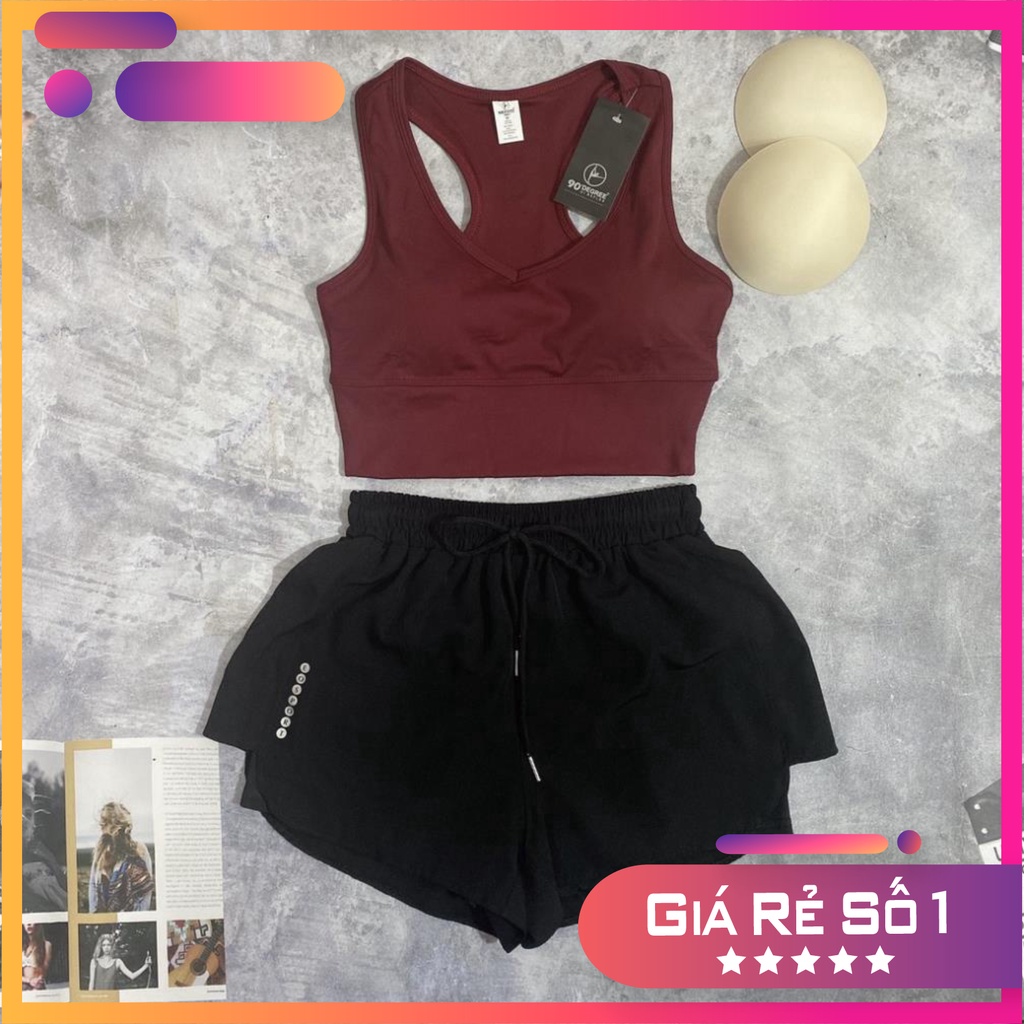 Bộ bra tập gym yoga earobic kết hợp quần đùi 2 lớp cho nữ - Đồ tập gym yoga erobic nữ