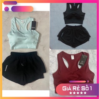 Bộ bra tập gym yoga earobic kết hợp quần đùi 2 lớp cho nữ - Đồ tập gym yoga erobic nữ
