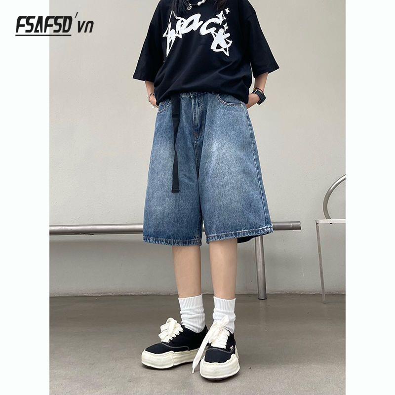 Quần Short Denim Ống Rộng Phong Cách Retro Đường Phố Mới Mùa Hè Cho Nữ