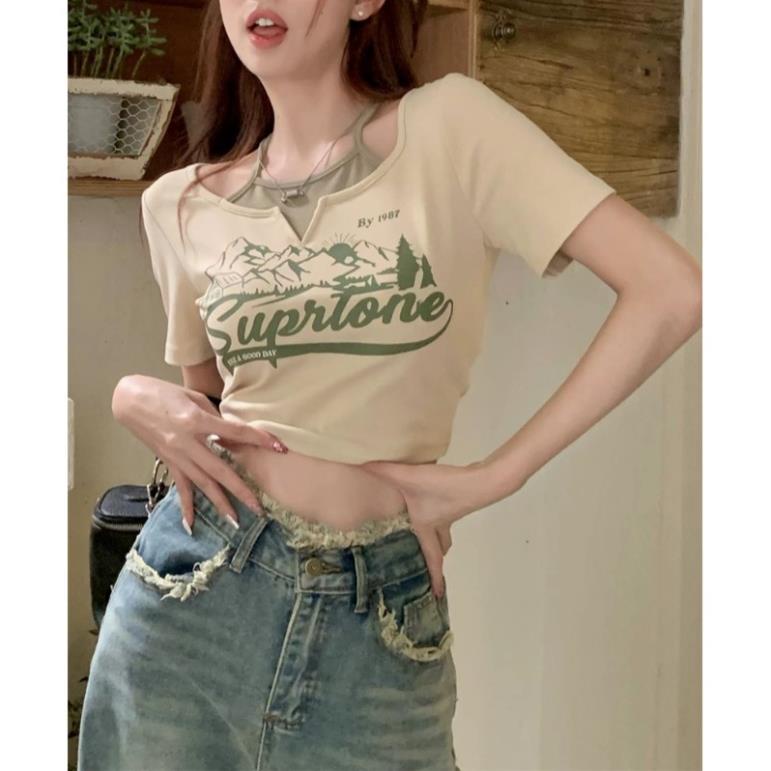 Áo Thun Croptop Ngắn Tay Cao Cấp Trễ Vai Hở Rốn 100% Cotton Ôm Dáng Hot Girl Mùa Hè Cho Nữ ENG02