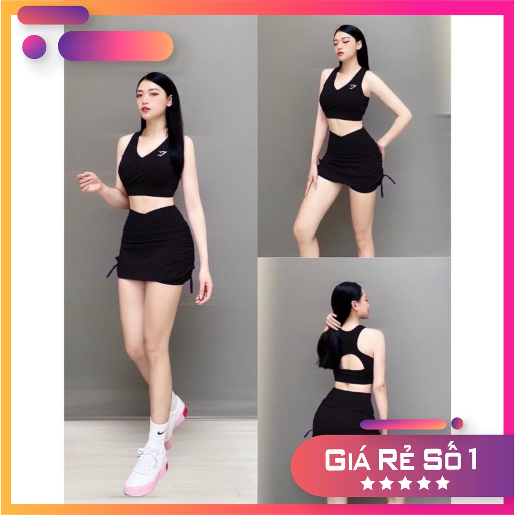 Đồ Tập Gym Nữ Hot Trend Set Váy 2 Lớp Tập Thể Dục Gym Yoga Aerobic Picnic Dã Ngoại Nữ - Háck Dáng Cực Cháy