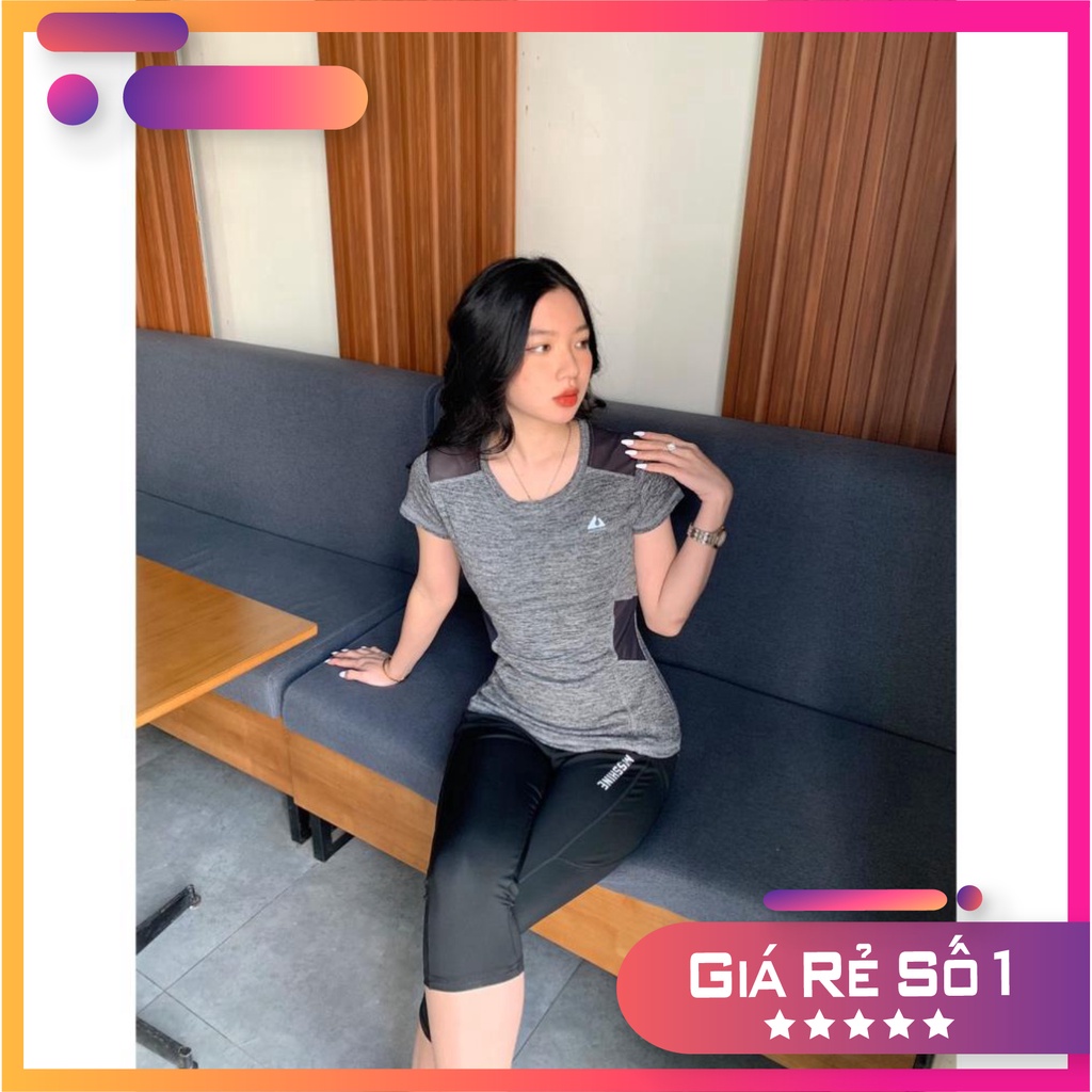 Set tập gym yoga nữ quần lửng áo cộc tay chất siêu đẹp thấm hút mồ hôi co giãn 4 chiều - Chất vải thoáng mát, thấm hút