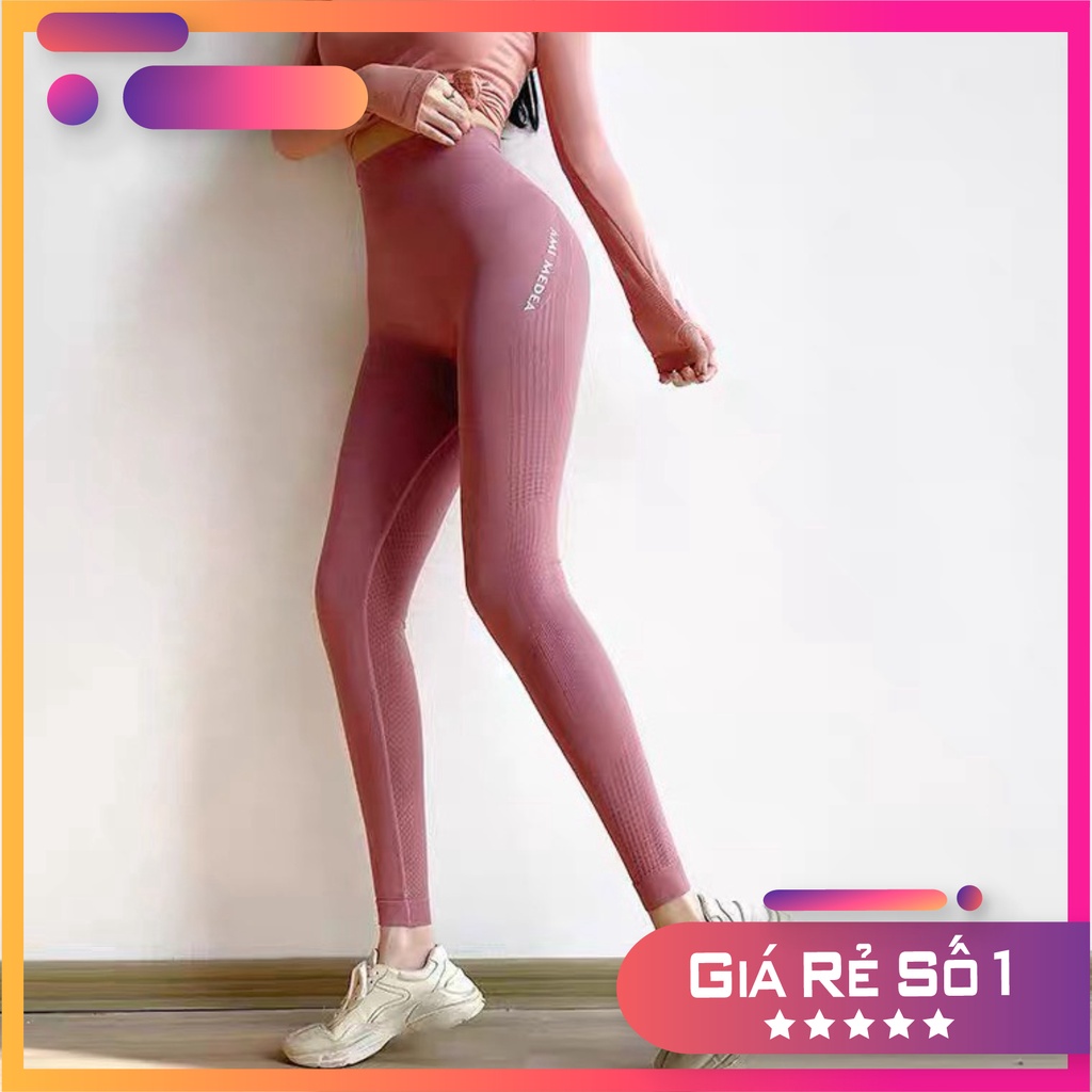 Quần dài tập gym yoga legging nữ chất dệt kim cạp cao co giãn 4 chiều -đồ tập gym yoga nữ(Quần dài dệt kim Ami)-Q04
