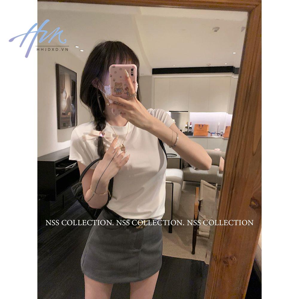 Áo Thun Nữ Ngắn Tay Lệch Vai Ôm Dáng Thời Trang