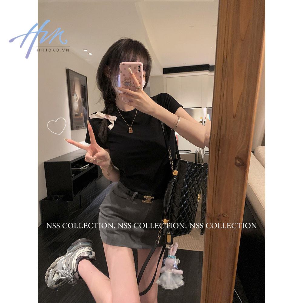 Áo Thun Nữ Ngắn Tay Lệch Vai Ôm Dáng Thời Trang