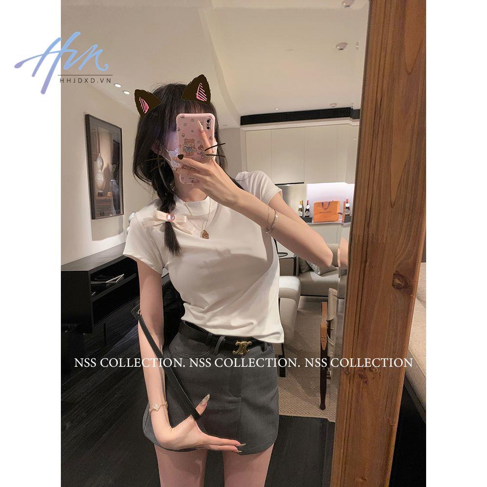 Áo Thun Nữ Ngắn Tay Lệch Vai Ôm Dáng Thời Trang