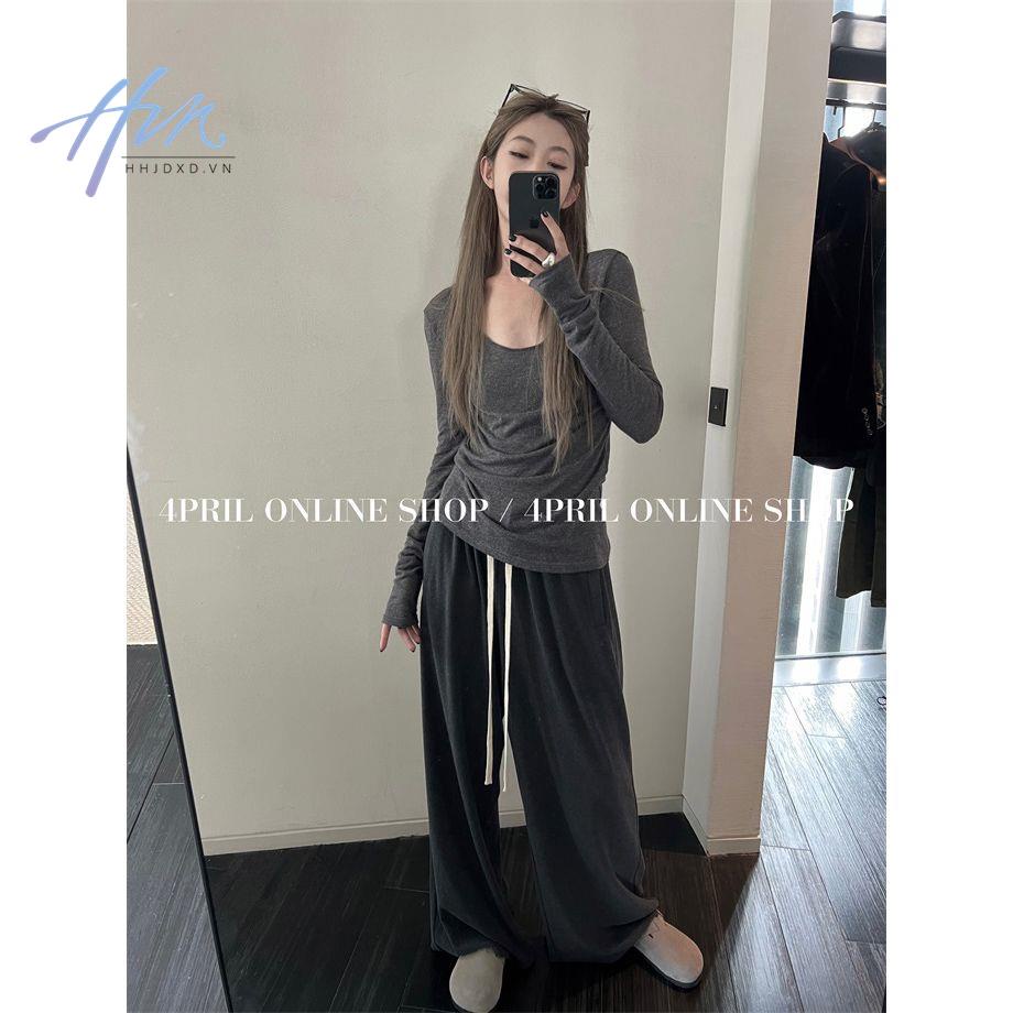 Set 4 Áo Thun Tay Dài Mùa Xuân Hè Dáng Ôm Có Thể Lộng Lẫy Phong Cách Mới Dễ Phối Đồ Cho Nữ