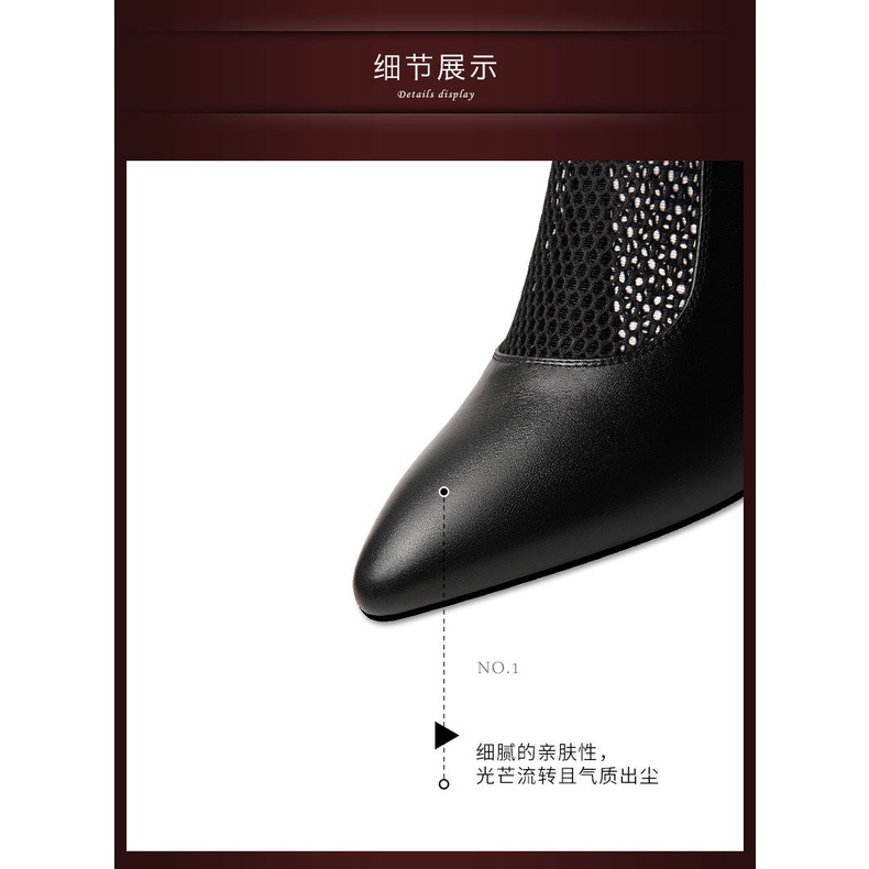 Giày Sandal Cao Gót Mũi Nhọn Bằng Da Thật Mềm Phối Lưới Rỗng Thời Trang Mùa Hè 22 Kiểu Mới Cho Bạn Gái