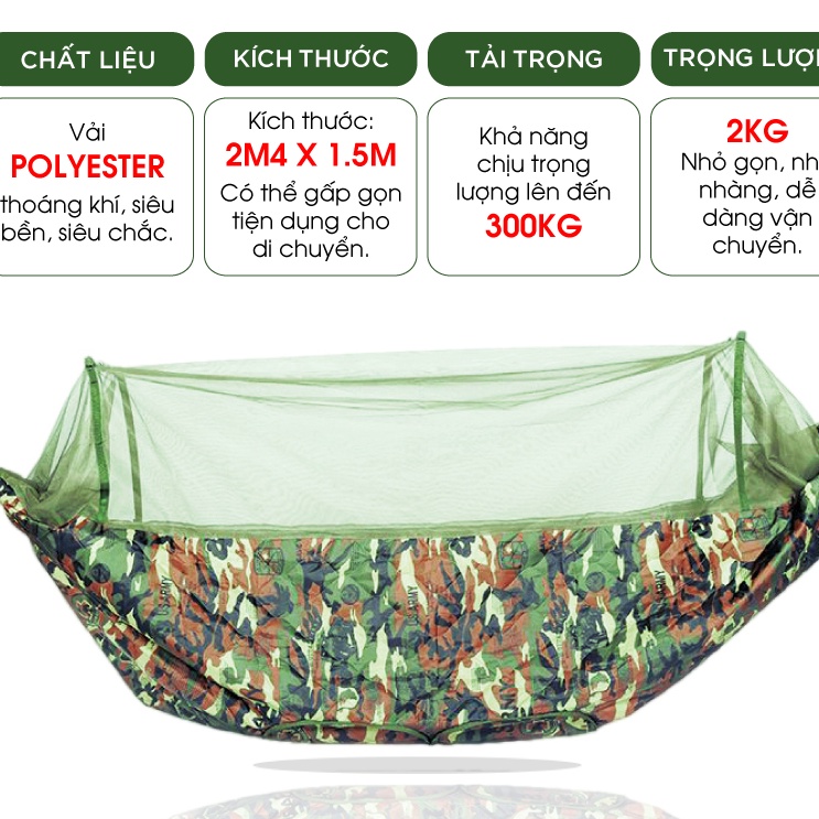 Võng mùng xếp gọn dã ngoại koen  cao cấp ,võng dù quân đội